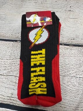 DC Comics The Flash Black Red Yellow Logo Crew Socks